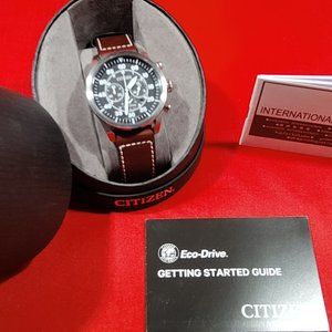 Citizen Avion 45mm Men's Analog Solar Powered GPS Casual Watch - Black/Brown/Sil
